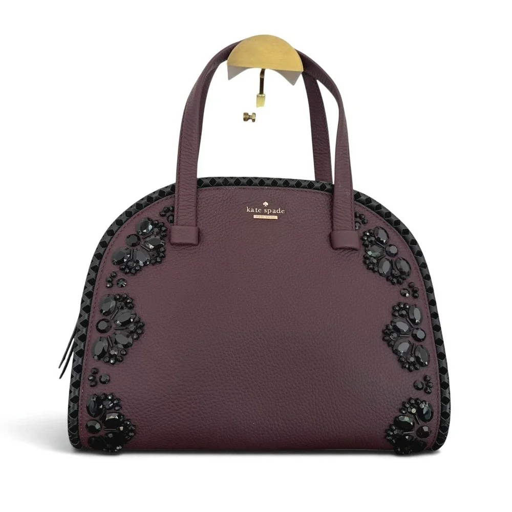 Kate Spade Anderson Way Reiley Jeweled Satchel & Neda Wallet Deep Plum Set